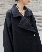 画像をギャラリービューアに読み込む, Double breasted orver coat - Black -