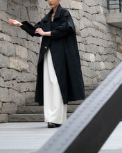 画像をギャラリービューアに読み込む, Double breasted orver coat - Black -