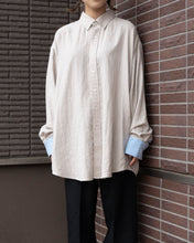 画像をギャラリービューアに読み込む, 【予約販売】コットンガーゼボタンダウンシャツ - ライトグレー×サックス -