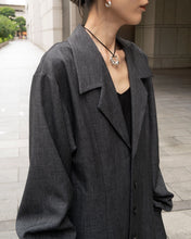 画像をギャラリービューアに読み込む, Tailored collar long dress - Melange gray -