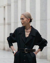 画像をギャラリービューアに読み込む, Tailored collar long dress - Black -