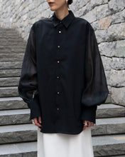 画像をギャラリービューアに読み込む, Organdie sleeve shirt - Black -