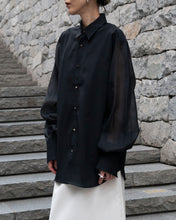 画像をギャラリービューアに読み込む, Organdie sleeve shirt - Black -