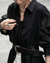 画像をギャラリービューアに読み込む, Organdie sleeve shirt - Black -