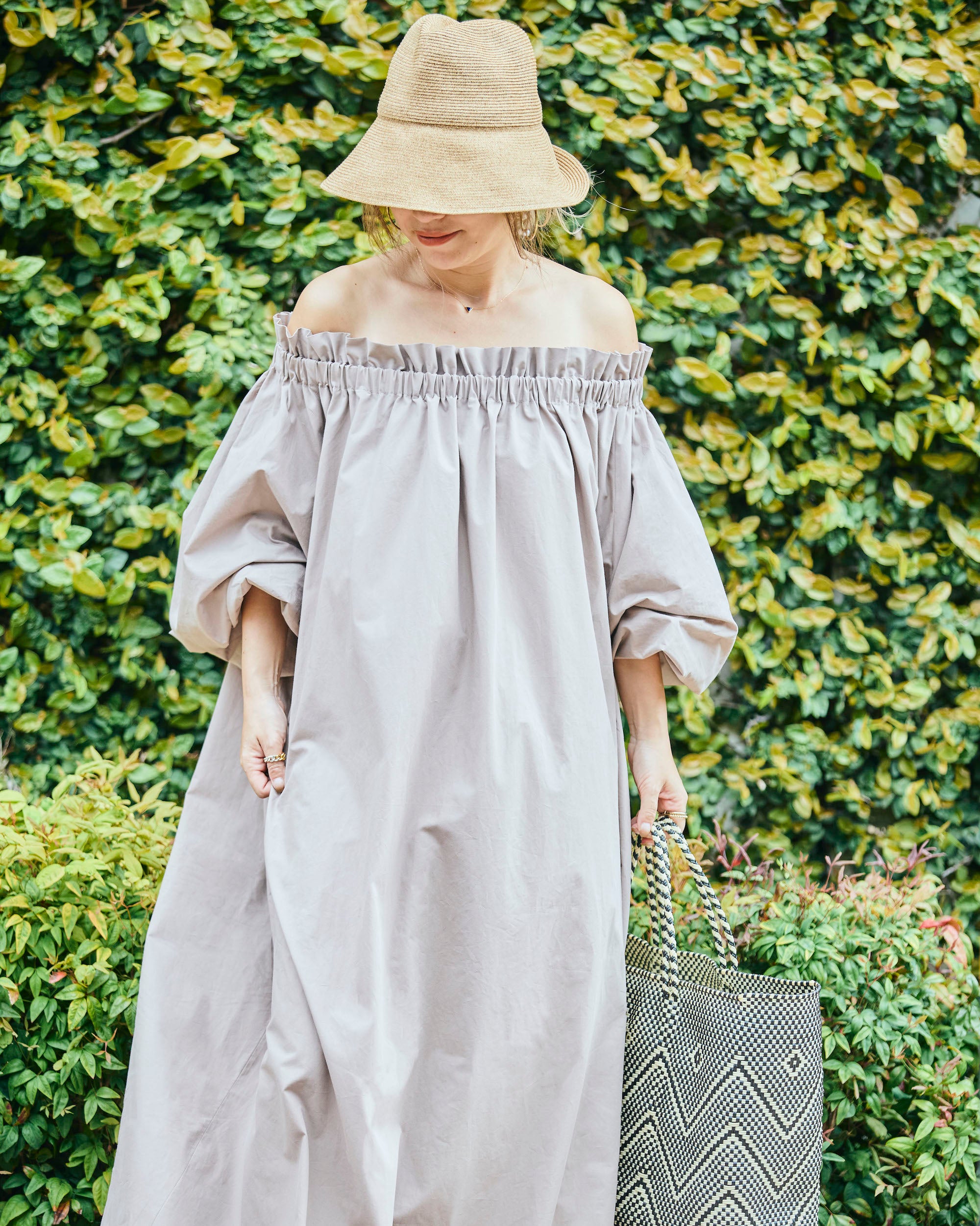 予約商品】MeisMe × Atsuko Fujita Cotton gathered puff dress 