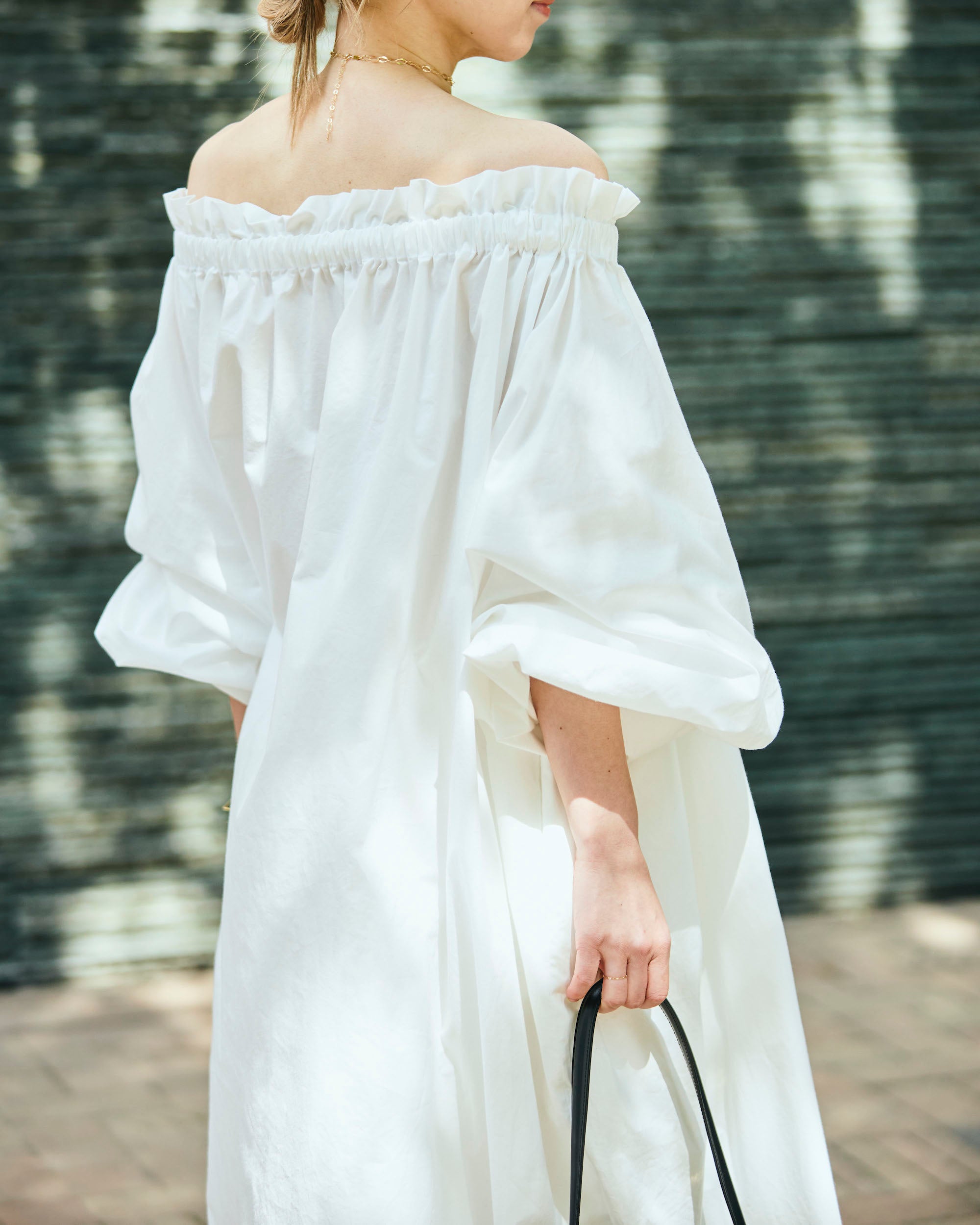 予約商品】MeisMe × Atsuko Fujita Cotton gathered puff dress - Delivery end